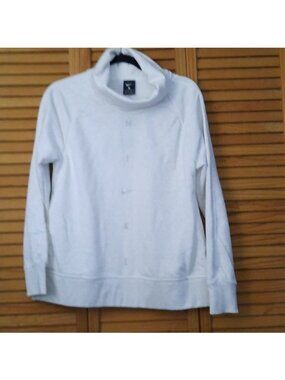 Nike White Heathered Grey High Neck Inseam Pockets Training Sweatshirt Size XS